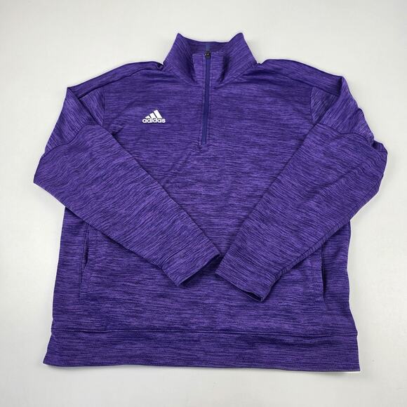 Adidas Pullover Mens XL Purple Climalite 1/4 Zip Training Athletic Raglan Top - Picture 1 of 10